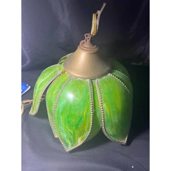 Large Vintage Mid Century Swag Lamp Tulip Lotus Flower Hanging Lamp